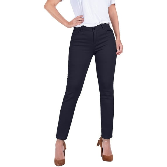 2Luver, Women's, School Uniform Pants with 5 Pocket Mid-Rise Classic Work, Navy, 5