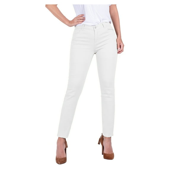 2Luver, Women's, School Uniform Pants with 5 Pocket Mid-Rise Classic Work, White, 11
