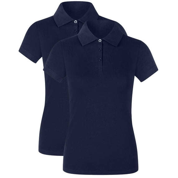 2Luver, Women's, Short Sleeve 3 Button Collared Polo Shirt, Black, 3XL