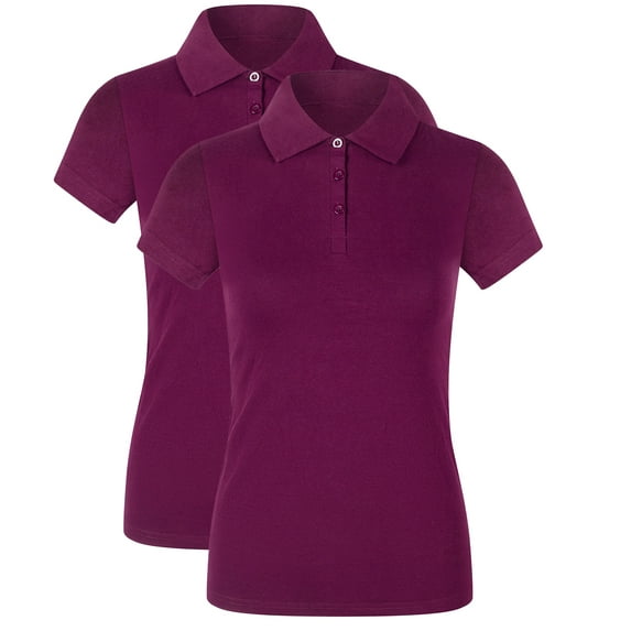 2Luver, Women's, Short Sleeve 3 Button Collared Polo Shirt, Burgundy, M