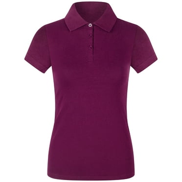 2Luver, Women's, Short Sleeve 3 Button Collared Polo Shirt, Burgundy, XL