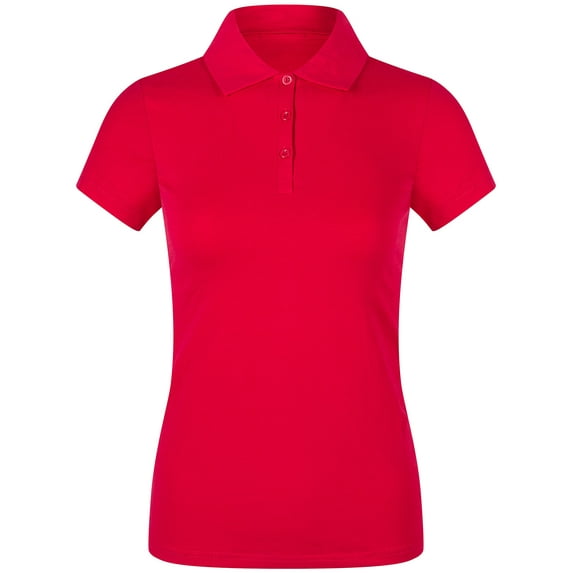 2Luver, Women's, Short Sleeve 3 Button Collared Polo Shirt, Red, M