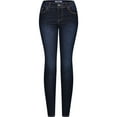 thumbnail image 1 of 2Luver, Women's, Stretchy 5 Pocket Dark Denim Skinny Jeans, Medium Blue, 9, 1 of 3