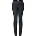 thumbnail image 1 of 2Luver, Women's, Stretchy 5 Pocket Destroyed Dark Denim Skinny Jeans, Dark Denim, 1, 1 of 2