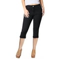 thumbnail image 1 of 2Luver, Women's, Stretchy 5 Pocket Skinny Black Capri Jeans, Black, 9, 1 of 3