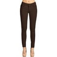 thumbnail image 1 of 2Luver, Women's, Stretchy 5 Pocket Skinny Color Uniform Pants, Coffee, 1, 1 of 4
