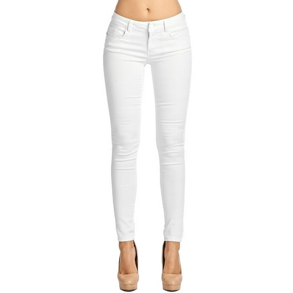 2Luver, Women's, Stretchy 5 Pocket Skinny Color Uniform Pants, White, 9