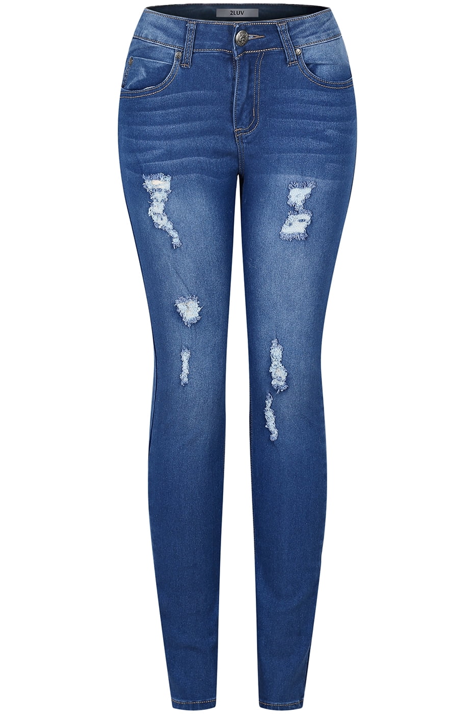 Jack David Women's Mid Rise Bootcut Jeans with Rhinestones