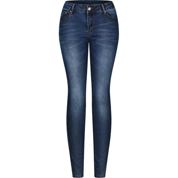 2Luver, Women's, Stretchy 5 Pocket Skinny Jeans, Medium Wash, 5