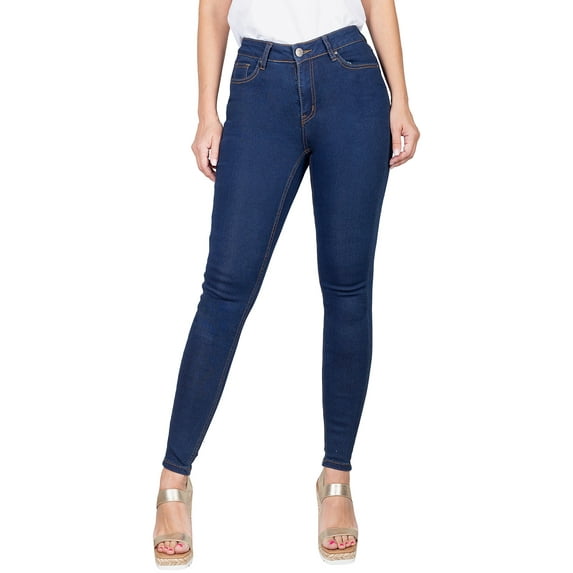 2Luver, Women's, Stretchy 5 Pocket Skinny Light Denim Jeans, Indigo, 1