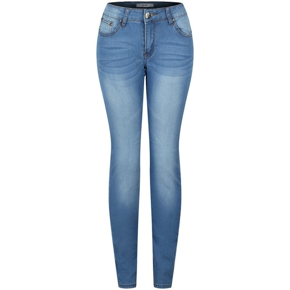 2Luver, Women's, Stretchy 5 Pocket Skinny Light Denim Jeans, Light Blue, 1