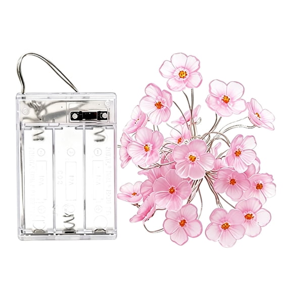 2M 20 LED Cherry Blossom Fairy Lights, Battery Operated Flower String Lights for Bedroom Decor, Indoor Spring and Christmas Decorations, Room Gift, Pink