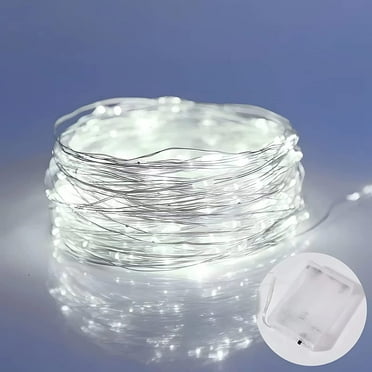 2M 20 LED Christmas String Lights Battery Operated Fairy Copper Wire Decorative Lights for Home Party Holiday Wedding Xmas Tree, Cool White