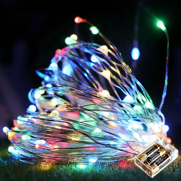 2M 20 LED Christmas String Lights Battery Operated Fairy Copper Wire Decorative Lights for Home Party Holiday Wedding Xmas Tree, Multicolor