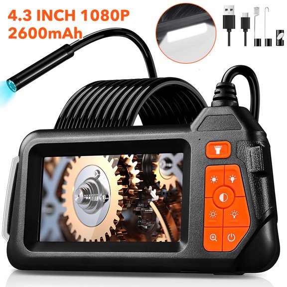 2M/6.6FT Industrial Endoscope Camera 1080P HD 4.3'' Borescope Inspection Camera