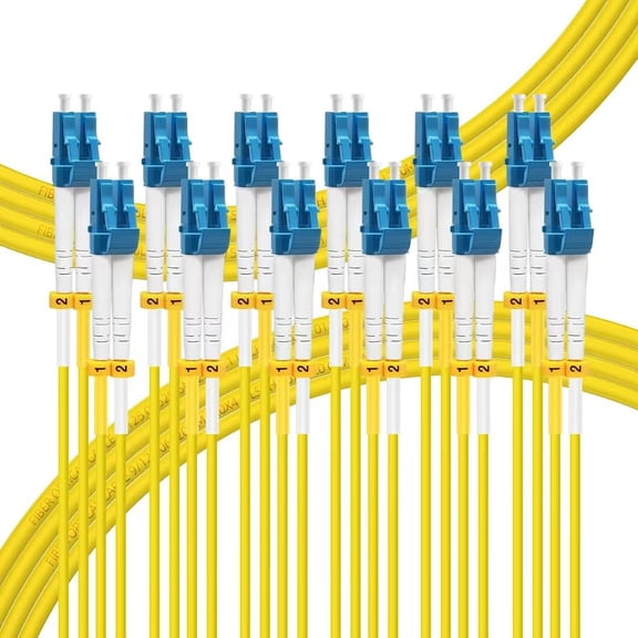 - 2M-6Pack LC to LC Single Mode Fiber Patch Cable OS2, SM Fiber Optic Cable, SMF Singlemode Fiber Jumper Cord, Duplex, 9/125um, Yellow, LSZH, 2M(7ft)-6Pack