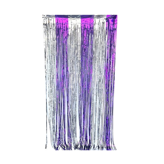 2M Bicolor Purple Silver Streamer Curtain, Party Decoration Supplies - Decorative Backdrop For Birthday & Valentine's Day Events, Party Setup Streamer - For Parties, Birthdays,