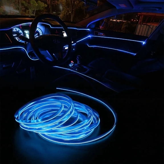 2M Blue Led Car Interior Decorative Atmosphere Wire Strip Light Accessories Us