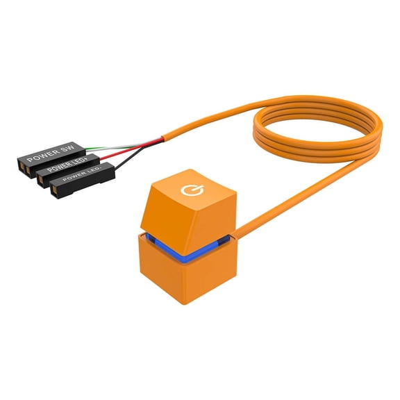 2M Computer Desktop Switch with Colorful LED Lights PC Motherboard External Power On/Off Button for Home Office,1 x Computer Desktop Switch,yellow