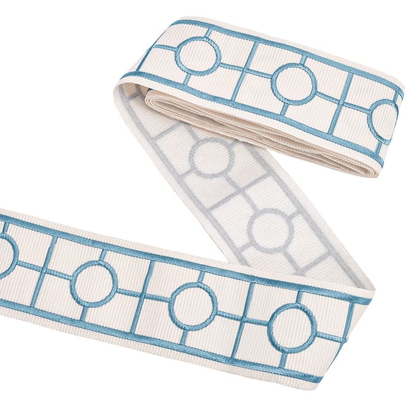 2M Embroidery Geometric Polyester Ribbons Jacquard Square Ribbon for Clothing Decoration Aqua 2-1/2 inch(65mm) 2.19 Yards(2m)/Bag