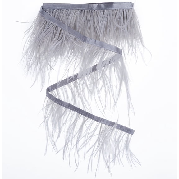 2M Fashion Ostrich Feather Trimming with Cloth Band Ornament Accessories Gainsboro 110x0.5mm