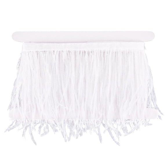 2M Fashion Ostrich Feather Trimming with Cloth Band Ornament Accessories White 210mm