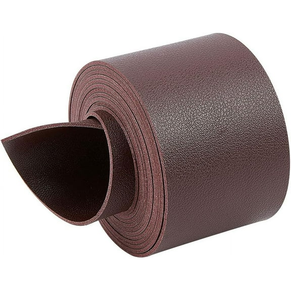 2M Flat Double Face Lychee Pattern Imitation Leather Band Coconut Brown 50x1.8mm about 2.19 Yards(2m)/Roll