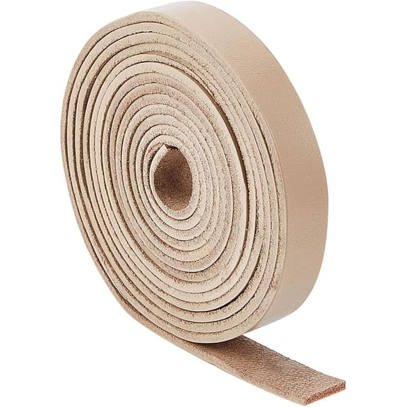 2M Flat Leather Cord for Jewelry Making Tan 25x2mm 2.19 Yards(2m)/pc