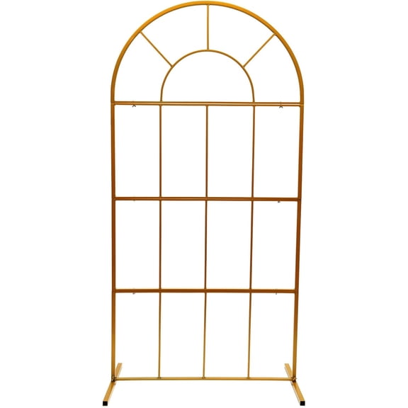 2M Grid Metal Half-Round Arch Stand, Outdoor & Indoor Wedding Arch Garden Arbor Photo Booth Backdrop Display Stand Gold Wedding Stand for Bridal Party Event Elegant Decorations Ceremony