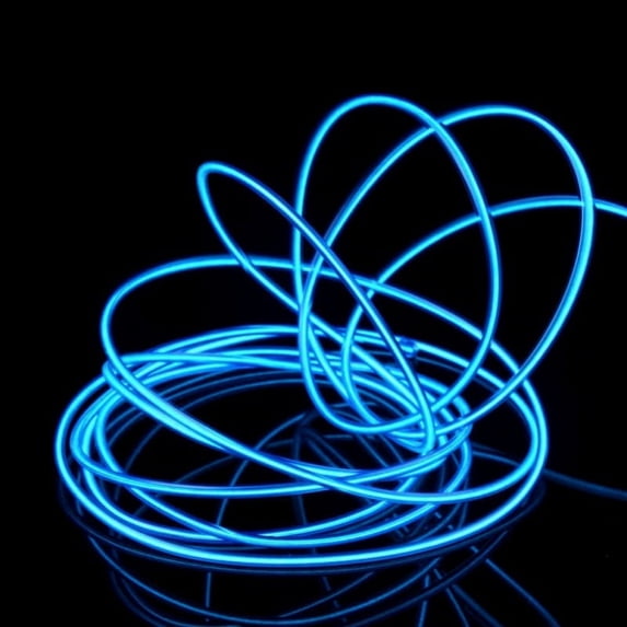 2M LED Neon Strip Lights EL Wire Lights Kit Battery Powered Rope Lights Pack Drivers High Brightness for Cosplay Dress Handcraft Cosplay Party Decoration, Blue