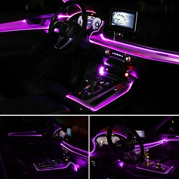 2M Led Car Interior Atmosphere Decorative Wire Strip Light Accessories Purple G