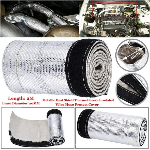 2M Metal Heat Shield Sleeve Insulated Wire Hose Cover Wrap Tube Thermal Insulated Sleeve Wire Cover 30/20mm Sound Insulation Pad