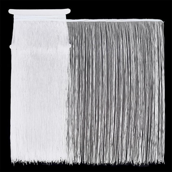 2M Polyester Tassel Ribbon Fringe Ribbon Clothing Ornament White 19-3/4 inch(500mm)