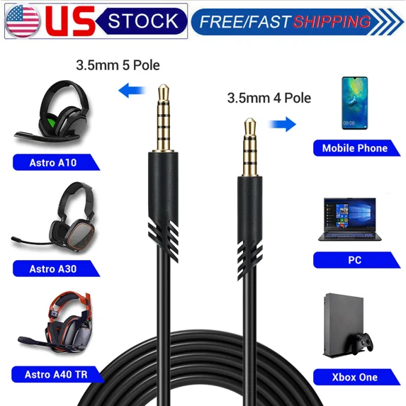 2M Replacement Audio Cable Cord Volume Control For Astro A10 A40 Gaming Headset