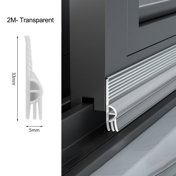 2M TPE Door Bottom Seal Strip,Sliding Weather Stripping for Draft & Noise Reduction