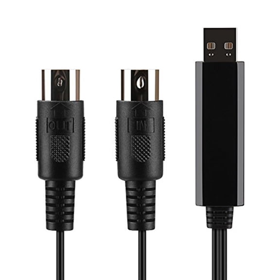 2M USB IN-OUT MIDI Cable Converter Professional Piano Keyboard to PC/ Laptop/ Adapter Cord