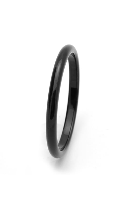 2MM Comfort Fit Tungsten Carbide Wedding Band High Polish Black Enamel Plated Thin Classic Ring (7 to 15) Size 9