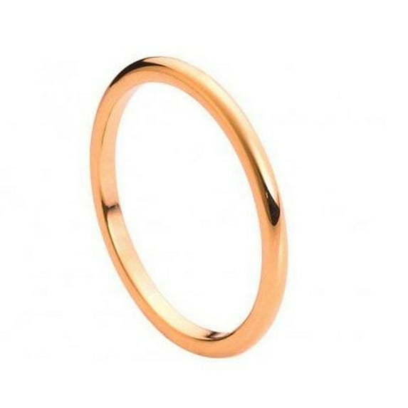 2MM Comfort Fit Tungsten Carbide Wedding Band High Polish Rose Gold Tone Thin Classic Ring (7 to 15) Size 7.5