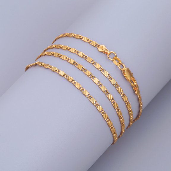 2MM Gold Plated Flat Chain Silver Plated Chain
