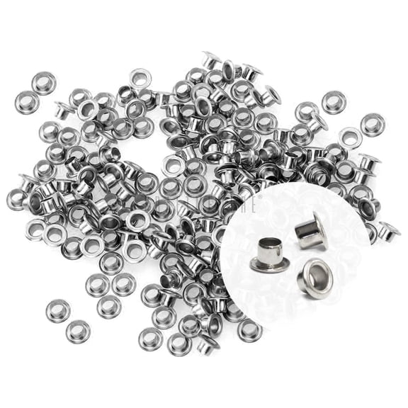CRAFTME STUDIO 2mm Tiny Self-Backing Grommets Eyelets, 200 PCS, Metal Fasteners for Beads, Clothes, Leather and Canvas (Silver)