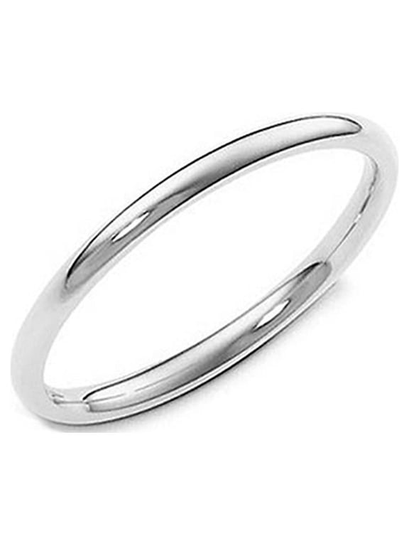 2MM Sterling Silver High Polish Plain Dome Tarnish Resistant Comfort Fit Wedding Band Ring