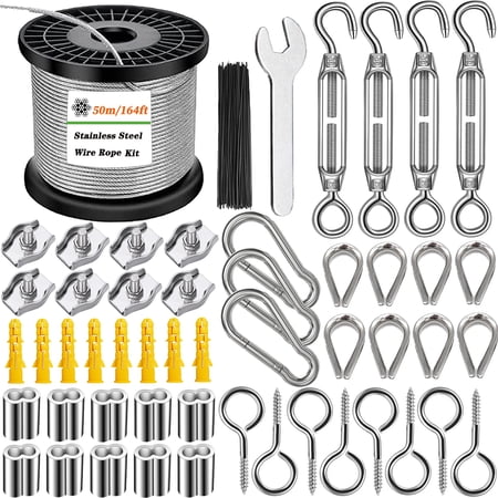 2MM Wire Cable 50M Stainless Steel Vinyl Coated Rope Kit