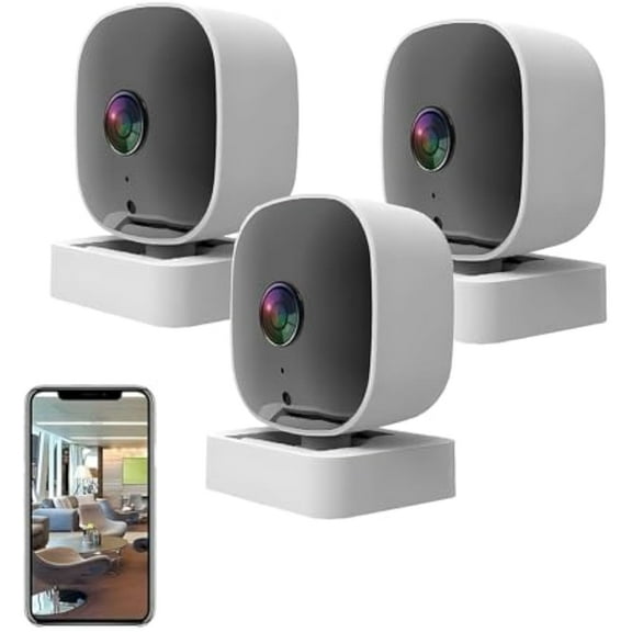 2MP 1296P Window Camera, 2.4GHz WiFi Indoor Cameras for Home Security with High-Definition Black and White Night Vision, Person & Motion Detection, 24/7 Recording,Easy & Quick Install (3pc)