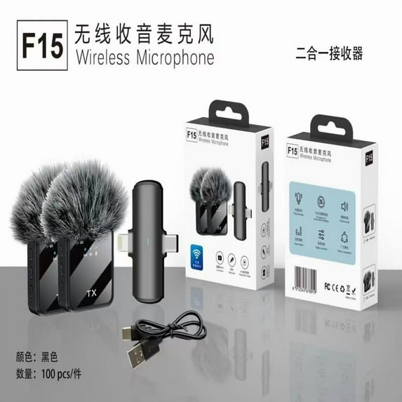 2Mic 3 In1 Wireless Lavalier Microphone Mobile Phone Vlog Video Recording Interview Broadcasting Lapel Microphones Wireless Mic