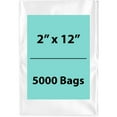 thumbnail image 1 of 2Mil Clear Flat Open Top Poly Bags LDPE Packaging - 2"X12" & (5000 Bags), 1 of 7