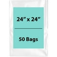 thumbnail image 1 of 2Mil Clear Flat Open Top Poly Bags LDPE Packaging - 24"X24" & (50 Bags), 1 of 7