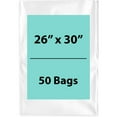thumbnail image 1 of 2Mil Clear Flat Open Top Poly Bags LDPE Packaging - 26"X30" & (50 Bags), 1 of 7