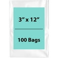 thumbnail image 1 of 2Mil Clear Flat Open Top Poly Bags LDPE Packaging - 3"X12" & (100 Bags), 1 of 7