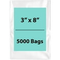 thumbnail image 1 of 2Mil Clear Flat Open Top Poly Bags LDPE Packaging - 3"X8" & (5000 Bags), 1 of 6