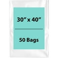 thumbnail image 1 of 2Mil Clear Flat Open Top Poly Bags LDPE Packaging - 30"X40" & (50 Bags), 1 of 6